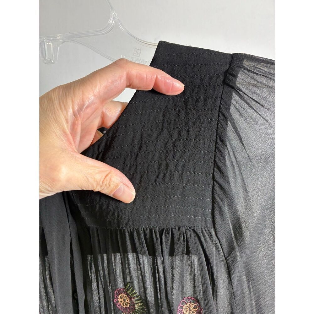 Antik Batik Sheer Embroidered Long Sleeve Blouse in Black Size S - Picture 6 of 11